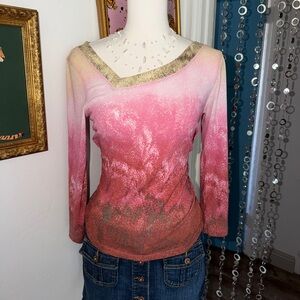 Vintage Y2K Women's Pink Gradient Top